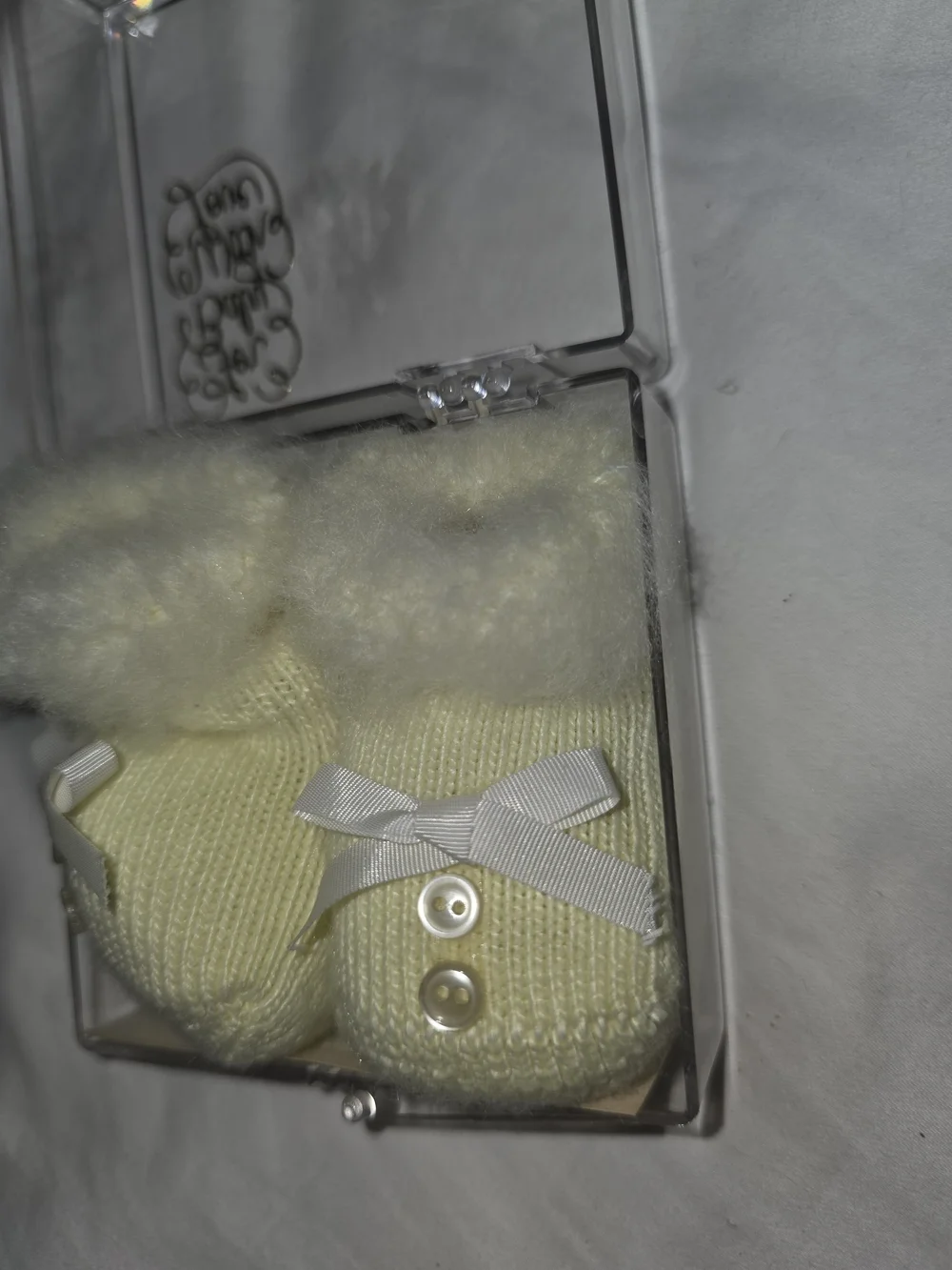 Vintage Booties For Babies Soft Knit Baby Booties with Faux Fur Trim - Cream